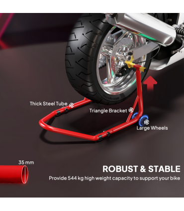 HOMCOM Motorcycle Rear Wheel Stand, 544kg Motorcycle Paddock Stand, Red