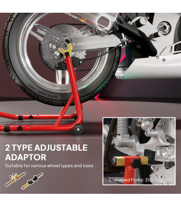 HOMCOM Motorcycle Rear Wheel Stand, 544kg Motorcycle Paddock Stand, Red