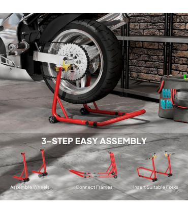 HOMCOM Motorcycle Rear Wheel Stand, 544kg Motorcycle Paddock Stand, Red