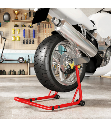 HOMCOM Motorcycle Rear Wheel Stand, 544kg Motorcycle Paddock Stand, Red