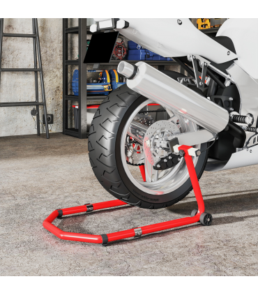 HOMCOM Motorcycle Stand, 390 kg Front/Rear Paddock Stand, Red