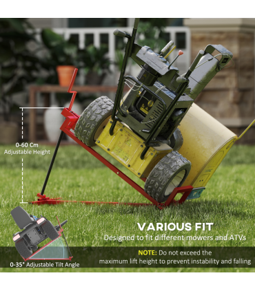 HOMCOM Foldable Ride On Lawn Mower Lift, 400 kg Telescopic Maintenance Jack