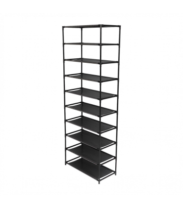 10 Tier Stackable Shoe Rack Storage Shelves - Stainless Steel Frame Holds 50 Pairs Of Shoes