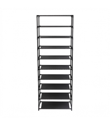 10 Tier Stackable Shoe Rack Storage Shelves - Stainless Steel Frame Holds 50 Pairs Of Shoes