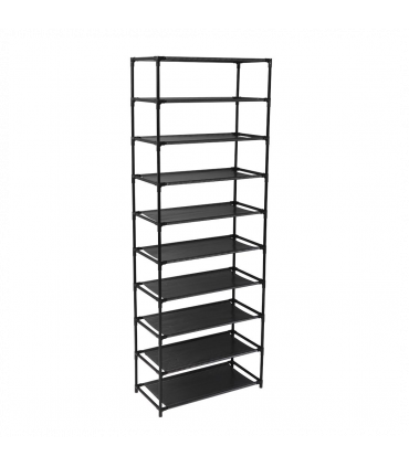 10 Tier Stackable Shoe Rack Storage Shelves - Stainless Steel Frame Holds 50 Pairs Of Shoes