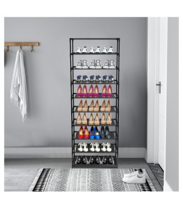 10 Tier Stackable Shoe Rack Storage Shelves - Stainless Steel Frame Holds 50 Pairs Of Shoes