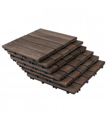 12" x 12" Interlocking Deck Tiles, Pack of 27 Outdoor Flooring Patio Tiles-Teak-AS