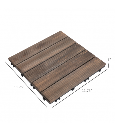 12" x 12" Interlocking Deck Tiles, Pack of 27 Outdoor Flooring Patio Tiles-Teak-AS