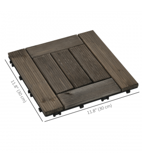 12" x 12" Interlocking Deck Tiles, Pack of 27 Outdoor Flooring Patio Tiles-Teak-AS