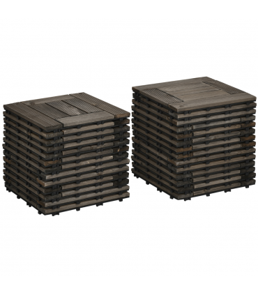 12" x 12" Interlocking Deck Tiles, Pack of 27 Outdoor Flooring Patio Tiles-Teak-AS