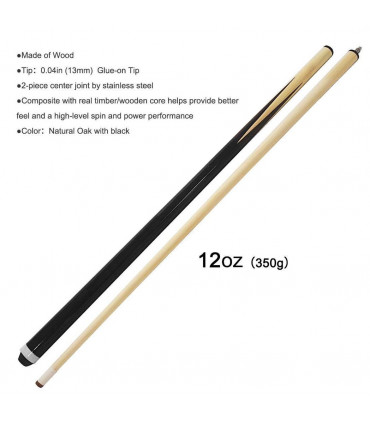 2 piece 57 Inch Wood Snooker Pool Cues Billiard Sticks Set 19oz