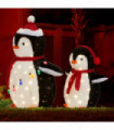 2-Piece Lighted Plush Penguins Christmas Yard Decorations, Set of 2 Pre-lit Pull Up Penguins with 150 Warm White LEDs, Multi-color Light String and Stakes for Xmas Outdoor Holiday Indoor Decor