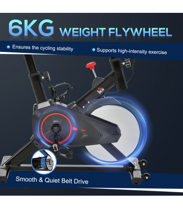 HOMCOM Indoor Exercise Bike with Adjustable Height, Resistance