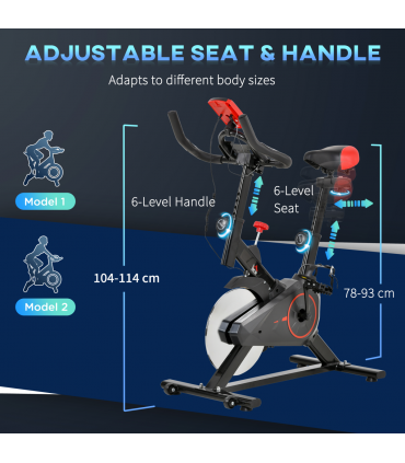 HOMCOM Indoor Exercise Bike with Adjustable Height, Resistance