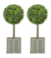 HOMCOM Set of 2 Artificial Plants, 50cm Faux Boxwood Topiary Balls, Green