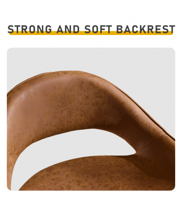 2pcs hollow backrest PU spray-coated bent iron feet bar stool brown with swivel