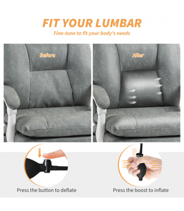 HOMCOM Office Chair with Adjustable Lumbar Support, Computer Chair, Grey