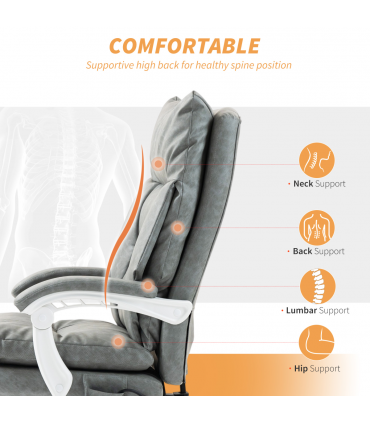 HOMCOM Office Chair with Adjustable Lumbar Support, Computer Chair, Grey
