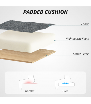 HOMCOM Linen Fabric Office Desk Chair with Tilt Function, Charcoal Grey