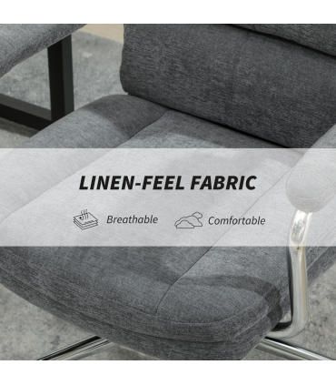 HOMCOM Linen Fabric Office Desk Chair with Tilt Function, Charcoal Grey