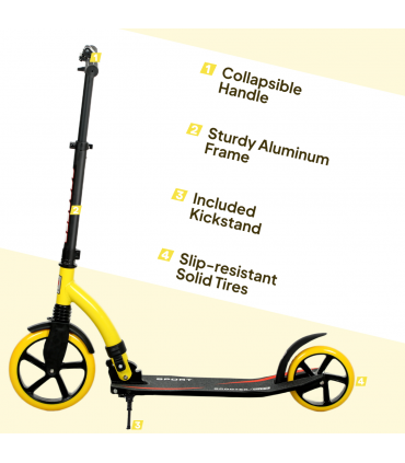 HOMCOM Teens Adult Kick Scooter Foldable Adjust Aluminium For 14 Yellow