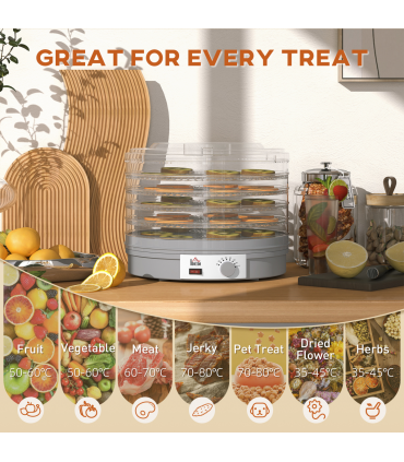 HOMCOM 5 Tier Food Dehydrator for Drying Fruit Meat Vegetable Pet Treat