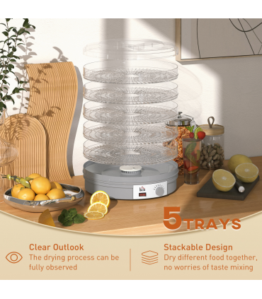 HOMCOM 5 Tier Food Dehydrator for Drying Fruit Meat Vegetable Pet Treat