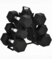 SPORTNOW 36KG Hex Dumbbell Set with Dumbbell Rack, Rubber Coated Weights