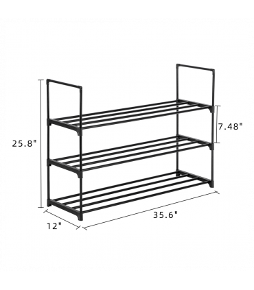 3 Tiers Shoe Rack Shoe Tower Shelf Storage Organizer For Bedroom, Entryway, Hallway, and Closet Black Color