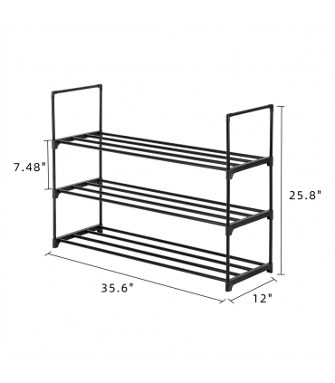 3 Tiers Shoe Rack Shoe Tower Shelf Storage Organizer For Bedroom, Entryway, Hallway, and Closet Black Color