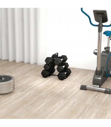 SPORTNOW 36KG Hex Dumbbell Set with Dumbbell Rack, Rubber Coated Weights