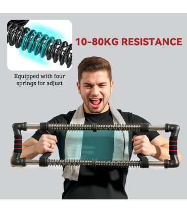 SPORTNOW Chest Expander with 10-50kg Adjustable Resistance for Men, Women