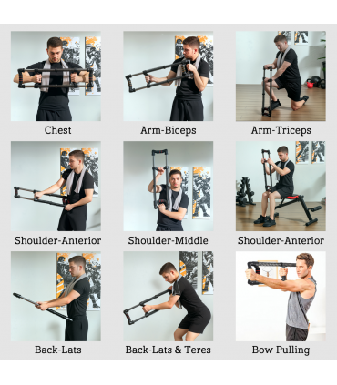 SPORTNOW Chest Expander with 10-50kg Adjustable Resistance for Men, Women