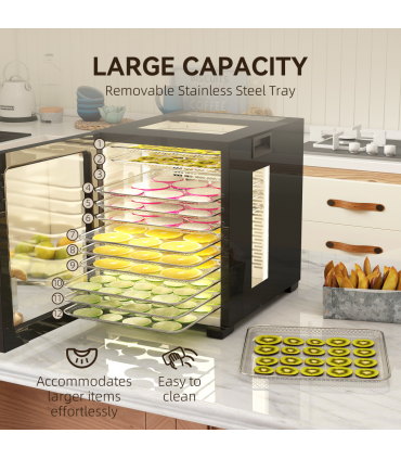 HOMCOM Food Dehydrator with 12 Stainless Steel Tray, 850W Food Dryer Machine