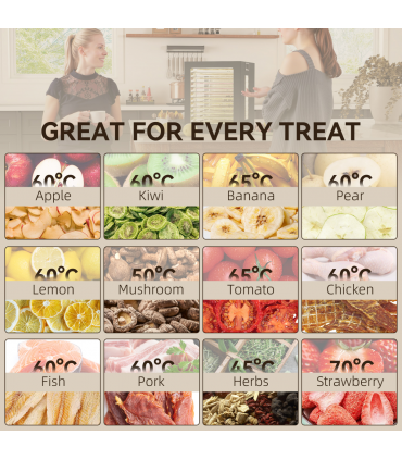 HOMCOM Food Dehydrator with 12 Stainless Steel Tray, 850W Food Dryer Machine