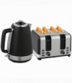 HOMCOM 1.7L 3000W Quick Boil Kettle and 4 Slice Toaster Set Crumb Tray Black