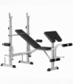 HOMCOM Adjustable Weight Bench with Squat Rack, Leg Developer, Grey