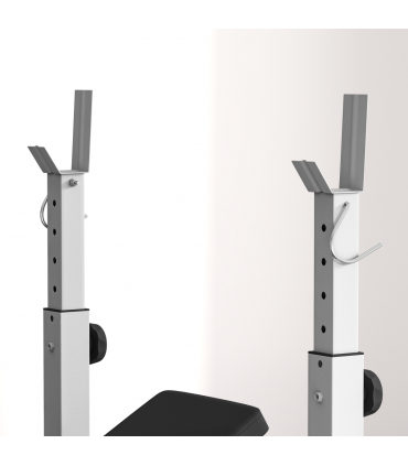 HOMCOM Adjustable Weight Bench with Squat Rack, Leg Developer, Grey