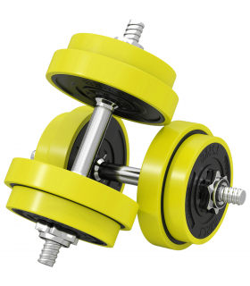 HOMCOM Adjustable 20KGS Barbell & Dumbbell Set for Home Gym, Yellow