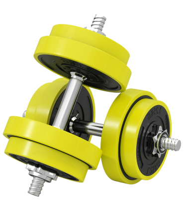 HOMCOM Adjustable 20KGS Barbell & Dumbbell Set for Home Gym, Yellow