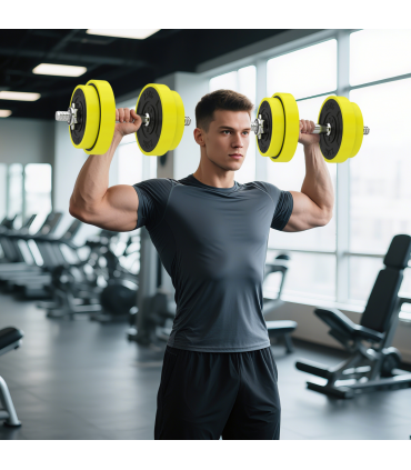 HOMCOM Adjustable 20KGS Barbell & Dumbbell Set for Home Gym, Yellow