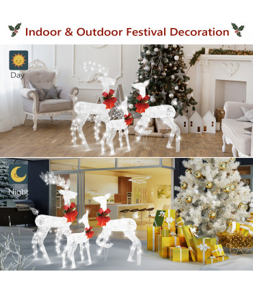 3pcs 54*38*122cm 30.00V 3.60W Family Elk White Iron Frame Cotton Thread Green Onion Powder Courtyard Elk Decoration