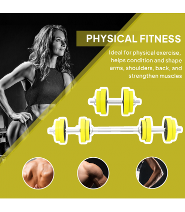 HOMCOM Adjustable 20KGS Barbell & Dumbbell Set for Home Gym, Yellow