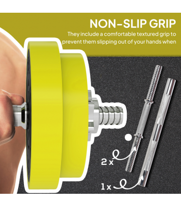 HOMCOM Adjustable 20KGS Barbell & Dumbbell Set for Home Gym, Yellow