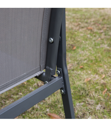 Outdoor Dining Set Charcoal Grey 4 Pcs Loveseat 2 Chairs Glass Top Table Garden