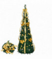 6 FT Fully Decorated Pre-lit Christmas Tree, Pop Up Artificial Xmas Tree with 80 Warm Lights Battery Operated and Golden & Silver Ornaments for Home Office Store Holiday Deco