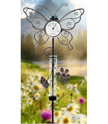 Butterfly Shaped Thermometer with Rain Gauge