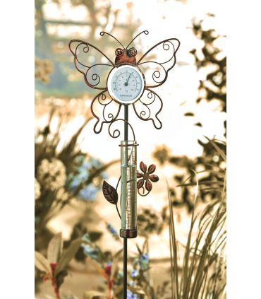 Butterfly Shaped Thermometer with Rain Gauge