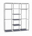 69" Portable Clothes Closet Non-Woven Fabric Wardrobe Double Rod Storage Organizer Gray