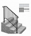 Artisasset Matte Black Outdoor 3 Level Iron Handrail